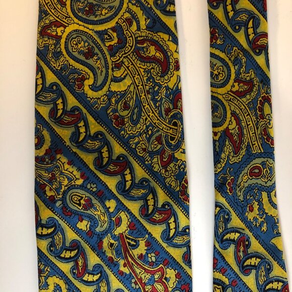 Robert Talbott Ancient Madder Silk Tie Blue Yellow Paisley Mens Necktie Office - Picture 5 of 8
